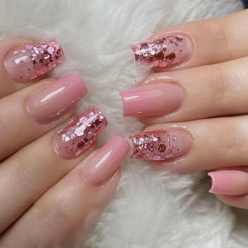 Wholesaler false artificial nails with glue luxury fake nail almond diamond price high quality press on nails