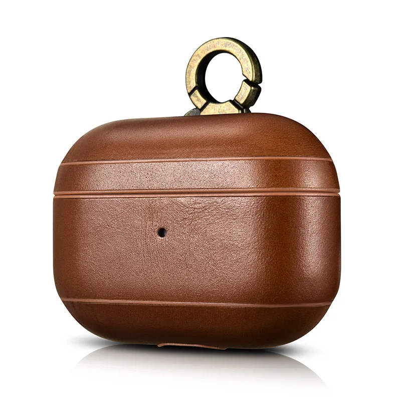 Factory Hot Seller Vintage Leather with Metal Hook Cases for Air Pods for Air Pods Cases