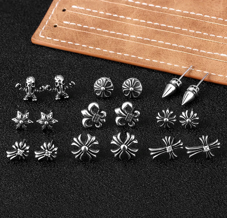 Chrome Crafts heart Cross-border Ke Luo Ear Nail Cross Earrings Six-point Star Earrings Earrings Wholesale jewelry for couple
