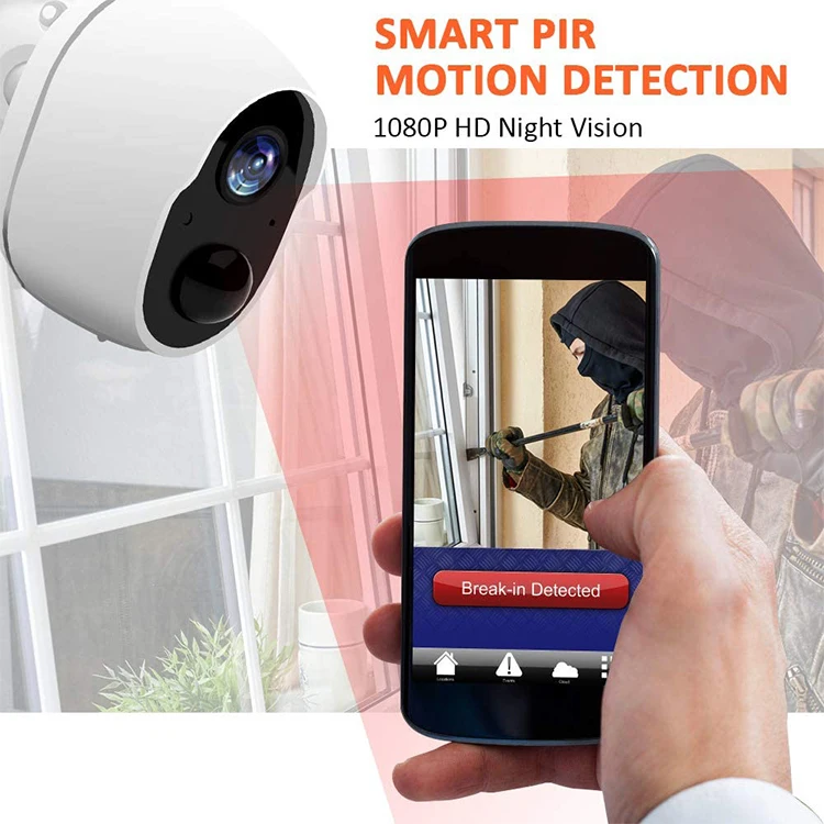 Smart Indoor Outdoor  Wifi Tuya Camera 1080P  IP CCTV Camera Battery Powered