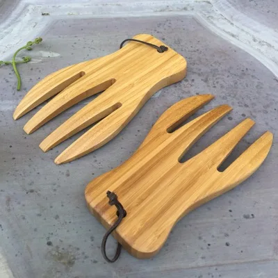 Bamboo salad claw spoon wooden fork and A set of