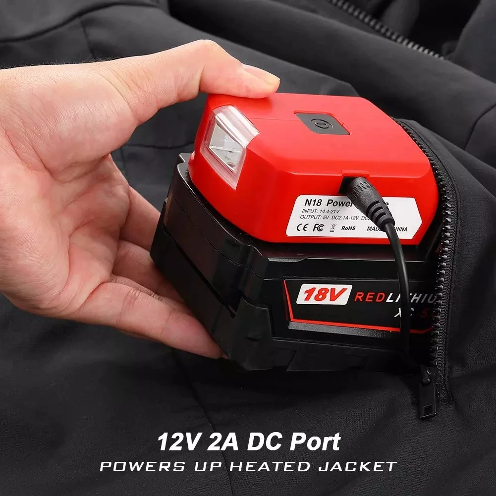Для беззеркальной уоки milwaukees 18V ионно-литиевая M18 батарея адаптер светодиодные Рабочая лампа фонарик USB кабель для мобильного телефона зарядное устройство с выходом постоянного тока