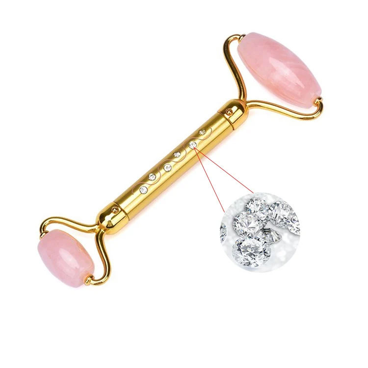 New design unbreakable Anti Aging Beauty Tool rose quartz face roller, Detachable jade roller set with diamond
