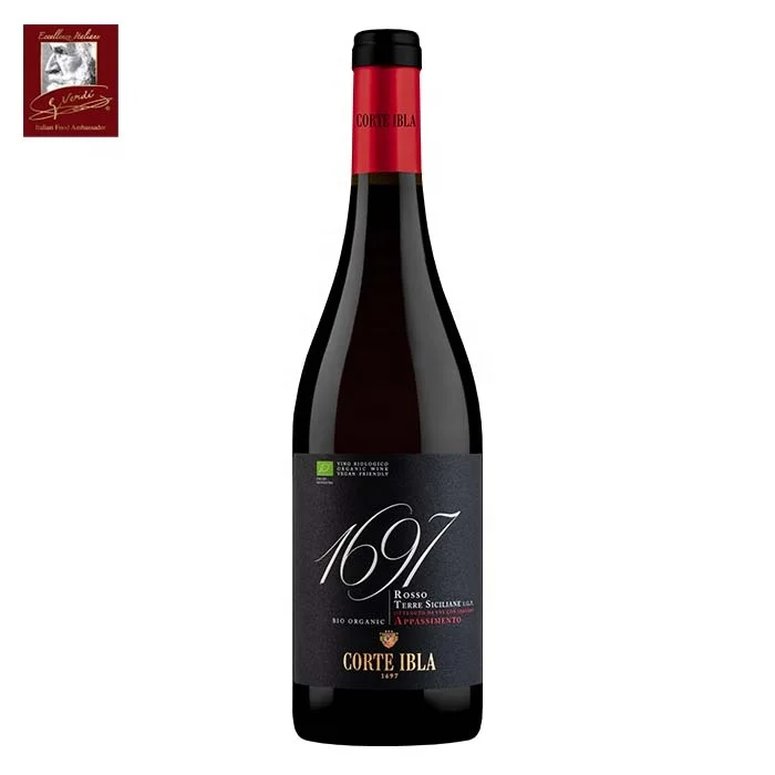Органическое винтажное красное вино, красный орнамент, 750 мл, земля Siciliane, IGP, Джузеппе Верди, выбор био, Сделано в Италии