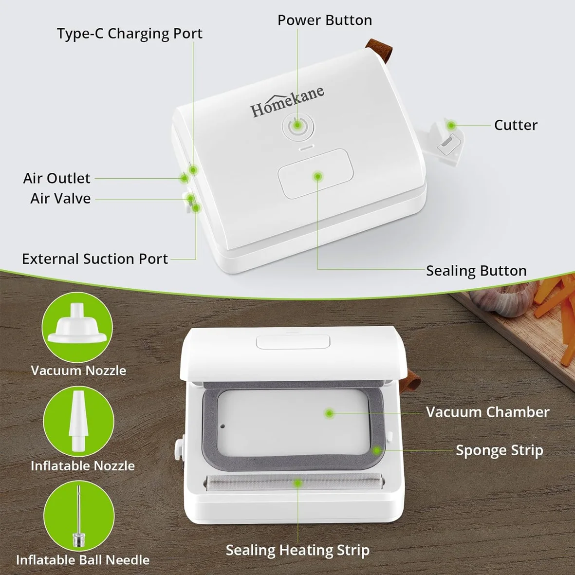 kitchen accessories 2024 Hand Impulse Sealer Craft Food Sealing Pump Mylar Mini Bag Sealer with Cutter 2 in 1 Heat Vacuum Seal