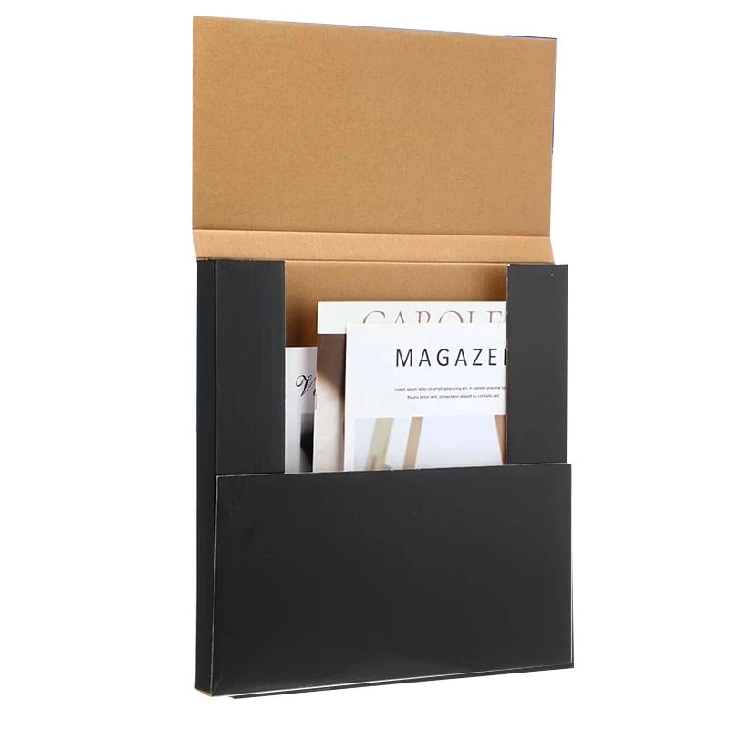 Black recyclable Small Foldable Corrugated Cardboard postcard Magazine perimeter Vinyl Record Mailers Shipping Box with logo