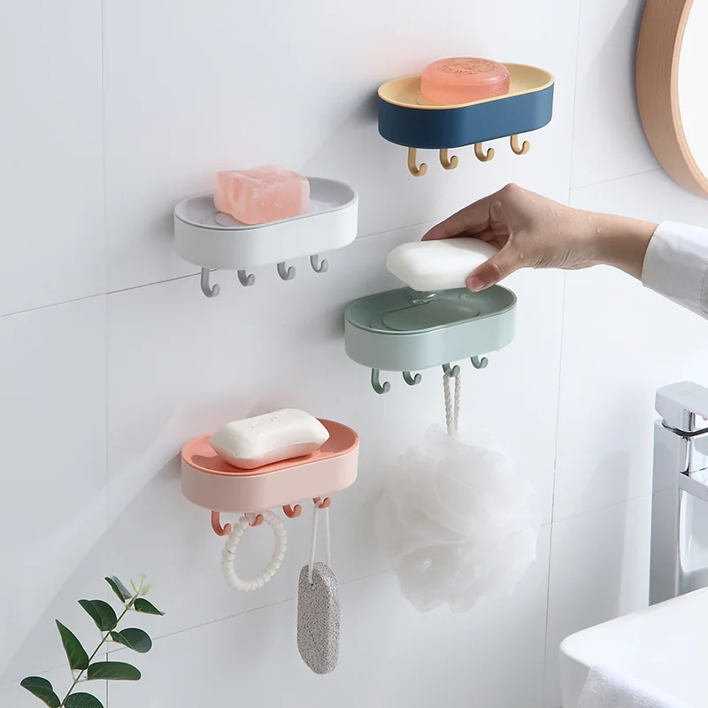 Sanga 2021 Plastic Travel Soap Dish Rack Holder Tray With Hook For Bathroom