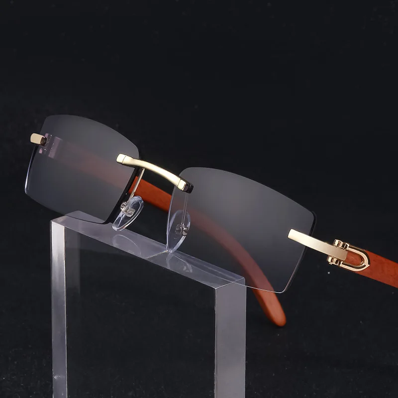 Wholesale New Trendy Punk Rimless Sun Glasses Brand Designer Small Eyewear Shades Men Frameless Sunglasses 2021