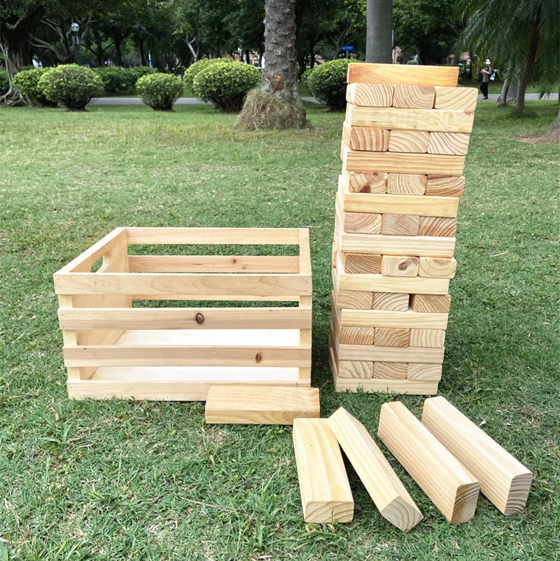 Outdoor Yard Lawn Game Wooden Tumbling Tower Blocks Toy with Wooden Case Jumbo Games
