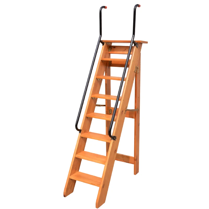 One side miter ladder with armrest pine solid wood