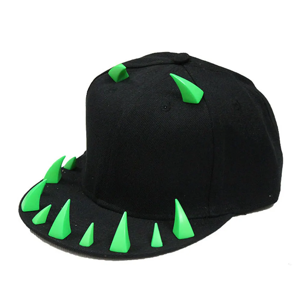 New Design  Unisexual Custom DIY Rivet Hat Devil Horn Snapback Hat Cap
