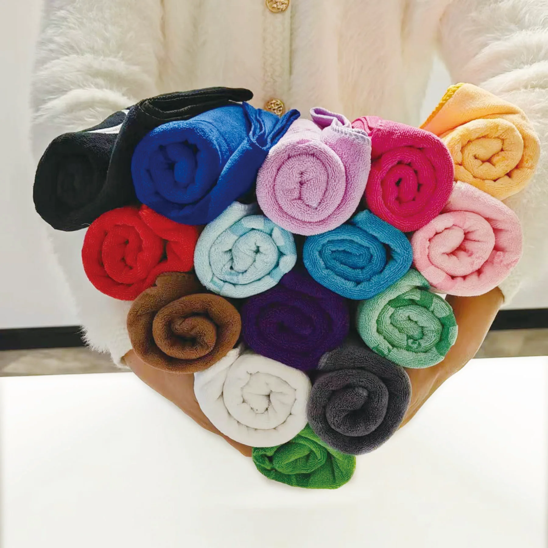 Durable high quality high density microfiber sport towel set quick-drying water absorbing bath beach spa towel salon head towel