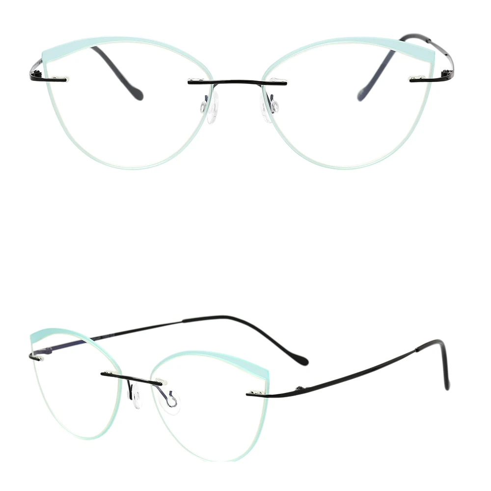 PP2046T новый дизайн cateye безободковые титановые оптические рамки с оправой