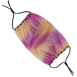 Wholesale New Design elastic Crystal rhinestone mesh Facemask Crystal Rhinestone Face Masking For Party Colorful Masking