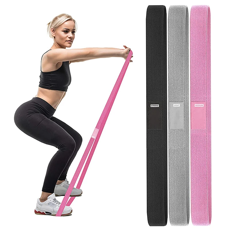 Elastic Fitness Body Bands Heavy Duty Stretch Exercise fabric Long Resistance Bands with logo