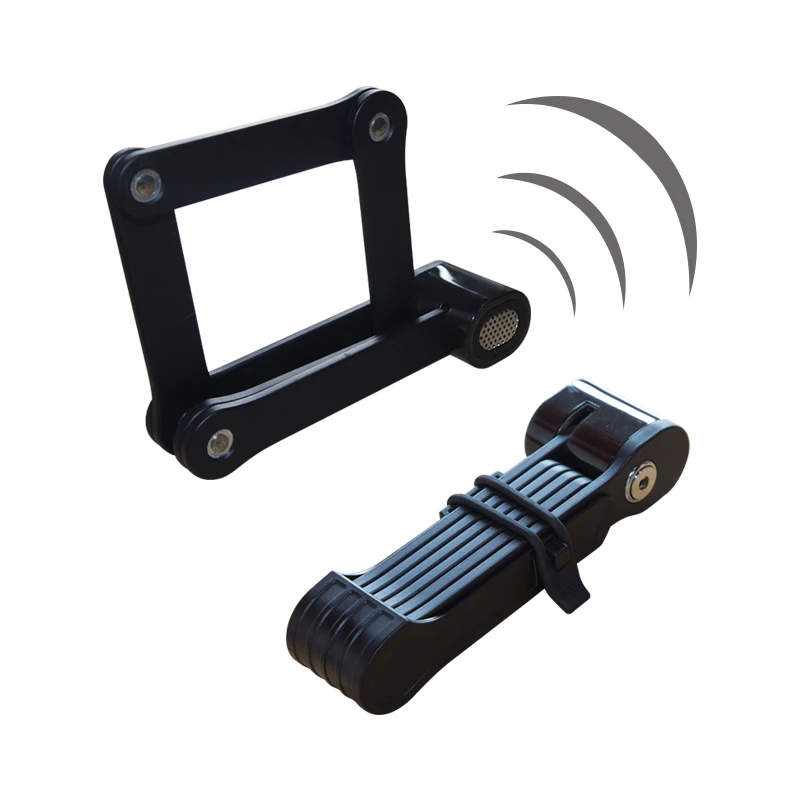 Wholesale 120db Anti-Theft Security Alarm Folding Lock Stainless Steel Folding Bicycle Frame Lock