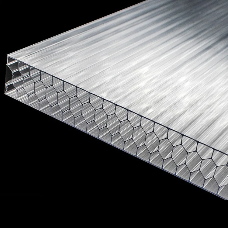100%  New Raw Material Anti-fog Plastic Transparent Honeycomb Polycarbonate Hollow Sheet