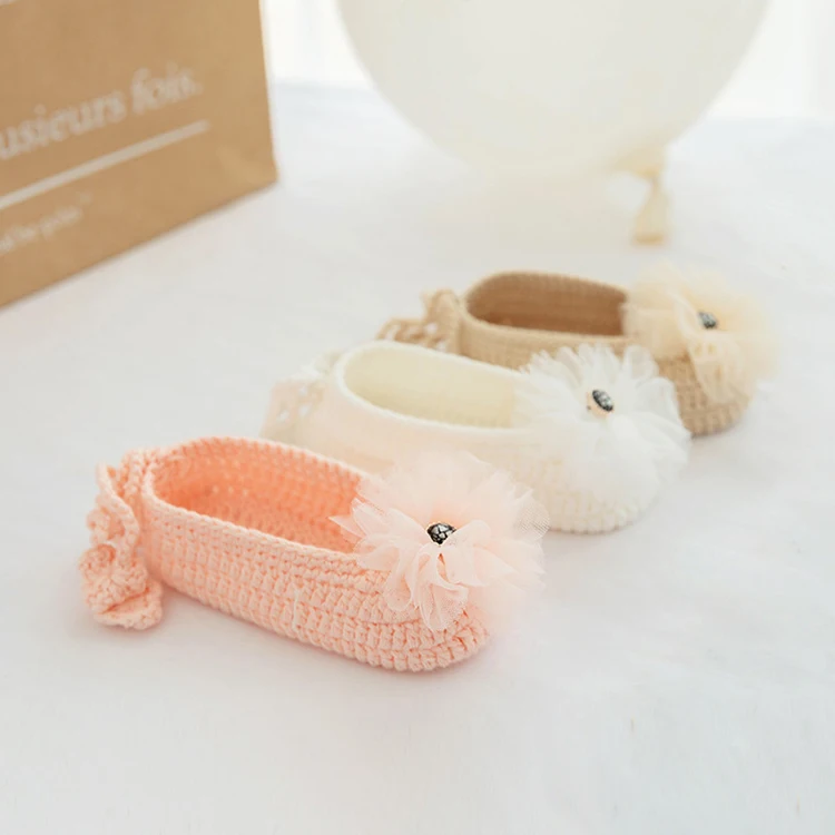 
Drop ship Baby boy hand-knitted crochet shoes soft-soled knitted toddler shoes 