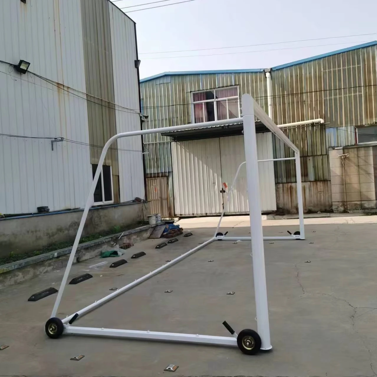 Professional High Quality 5-a-side Steel Soccer Goals High Air Retention Net Indoor Outdoor Training Equipment PVC Wheels Logo