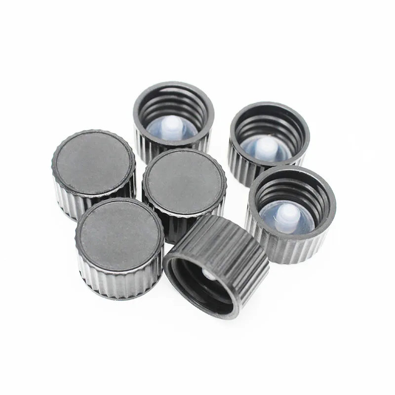 Hot sale 18-400 Black Phenolic Cap Poly Seal Cone Liner for 10ml essential oil clear glass bottle