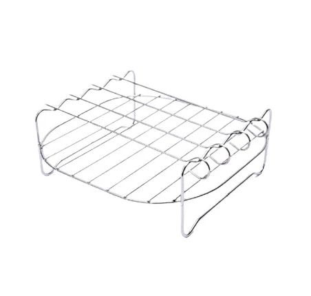 round Square 304 Stainless Steel BBQ Accessories Double Layer Grill Kitchen Barbecue Grill Rack with Skewers for Air Fryer