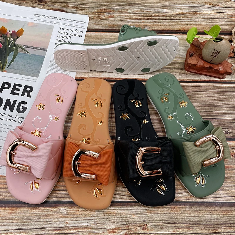 2022 г., специальный дизайн, Модная современная роскошная женская обувь из ПВХ на плоской подошве, Тапочки