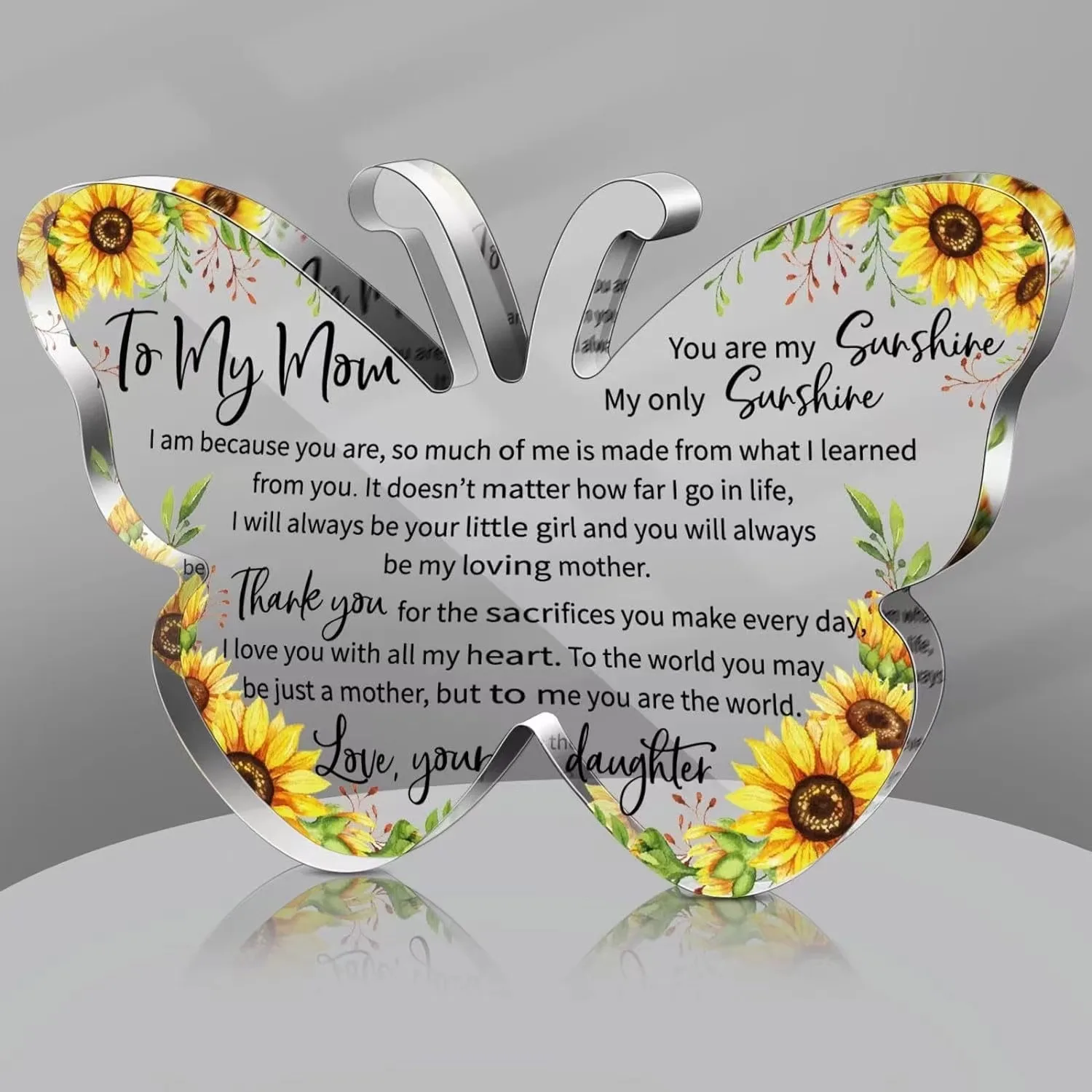 Mum Christmas Gifts for Mum Beautiful Butterfly Shaped Acrylic Block Signs Plaques Best Mum Gifts from Daughter Son Mummy Gifts