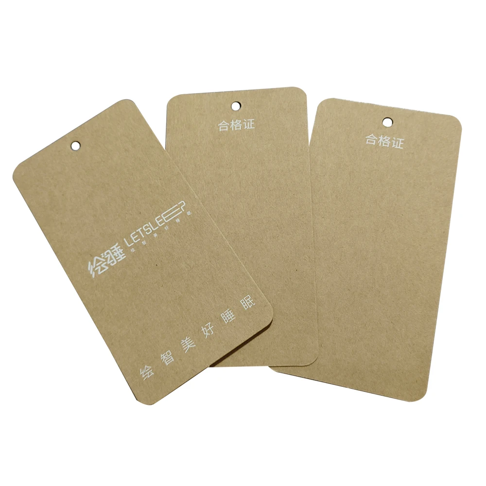 Customized Printed Thick Kraft Paper Label Hang Tags With String For Garment