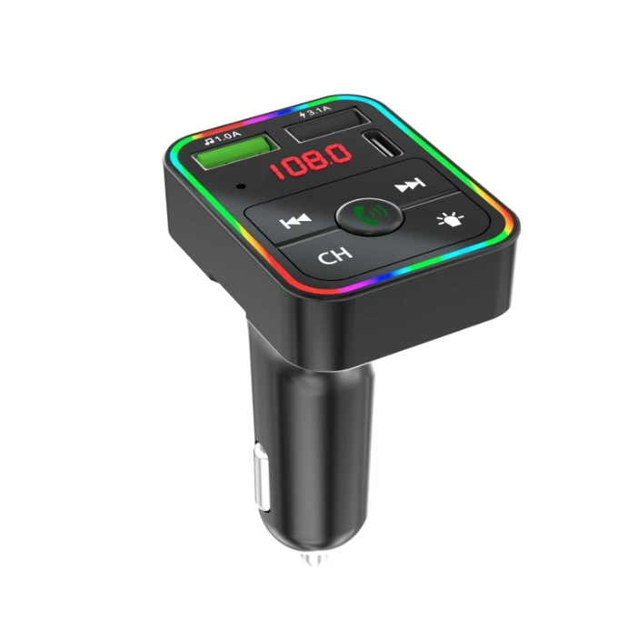 F2 автомобильный BT FM передатчик красочная светодиодная подсветка Handsfree type C PD MP3-плеер комплект зарядное устройство