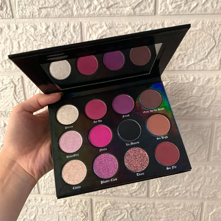 Wholesale Custom Logo Oem Waterproof Cosmetics 12 Color Black Eyeshadow For Makeup