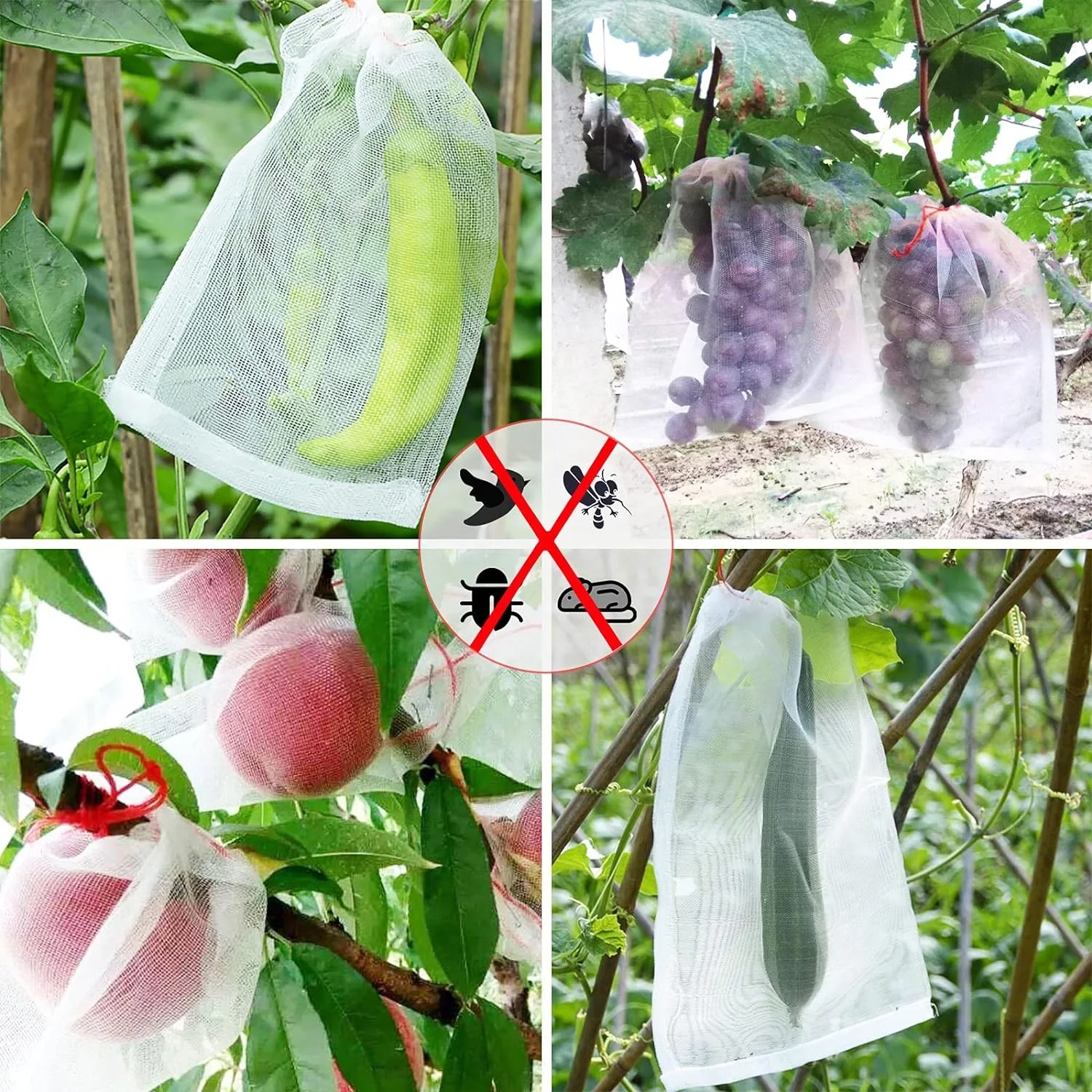 Garden Fruit Cover Mesh Bags with Drawstring for Plant Fruit Flower and Vegetables