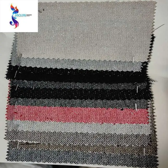 Модная металлическая твидовая ткань оптовая продажа блестящая шерстяная в елочку полиэфирная