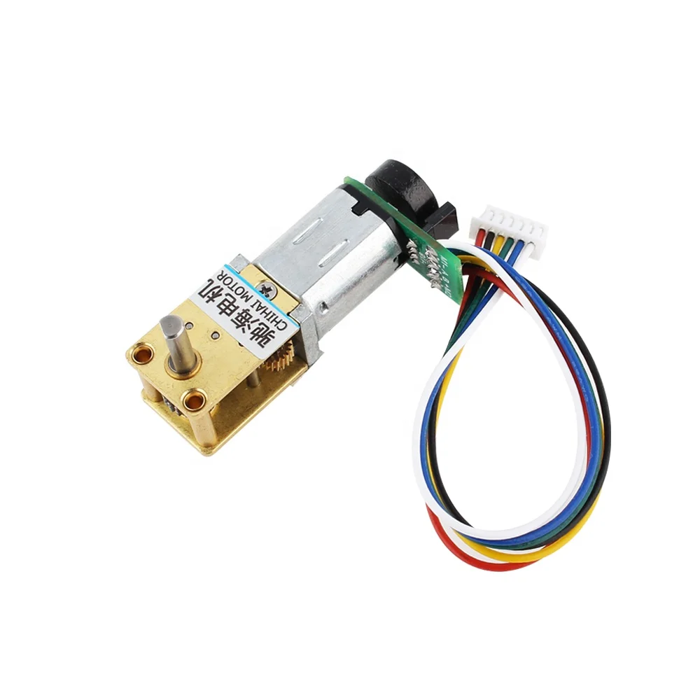 ChiHai Motor CHF-GW12T-N20ABHL  DC 3V 6V 12V  Metal Worm Gear Motor Model With Side Welding 7PPR Encoder For DIY
