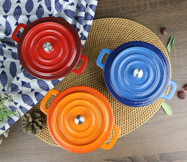 Custom colored nonstick enameled cast iron cookware set wholesale cooking pots casting iron pot set