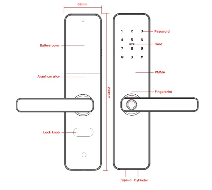 Waterproof Electronic Finger Print TT Tuya APP Control Door lock Smart Lock For Door Lock Fingerprint