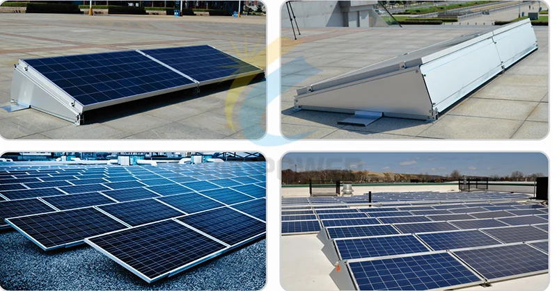 Aluminium Solar Panel Roof Mounts With Wind Deflector for Landscape Adjustable Solar Panel Flat Roof Mounting Energy System