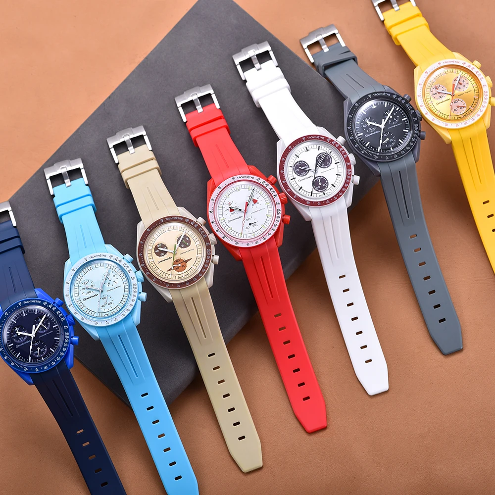 Juelong 20 мм без зазора мягкий резиновый ремешок для часов O x S Moonwatch сменный Премиальный изогнутый