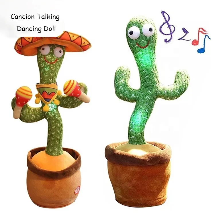 Electronic Cactus Toy Dancing Plush Toy Singing Dancing Twisting Lighting Recording Talking Cactus Bailarin With Clothes