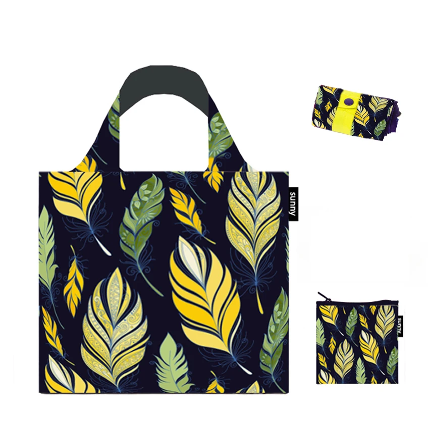 Eco Friendly Solid Color Reusable Shopping Tote Bag Foldable Storage Grocery Bags Folding Grocery Handbag With Design Logo