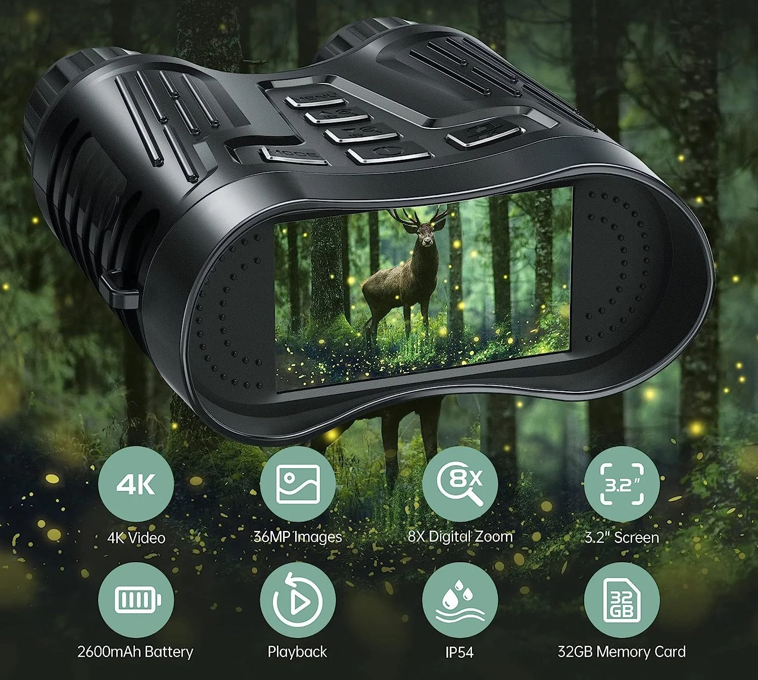 Outdoor NV2180 4K 3.2 Inch Binocular NV camera telescope Long range 250-300M night vision Binocular camera