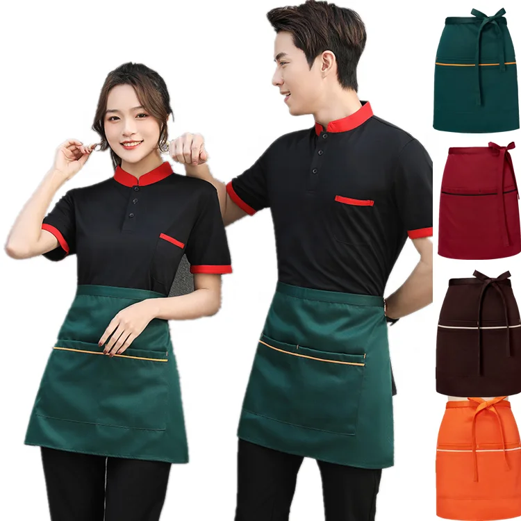 wholesale logo custom unisex kitchen restaurant cafe pub painting gardening studio waiter cooking waist aprons chef half apron