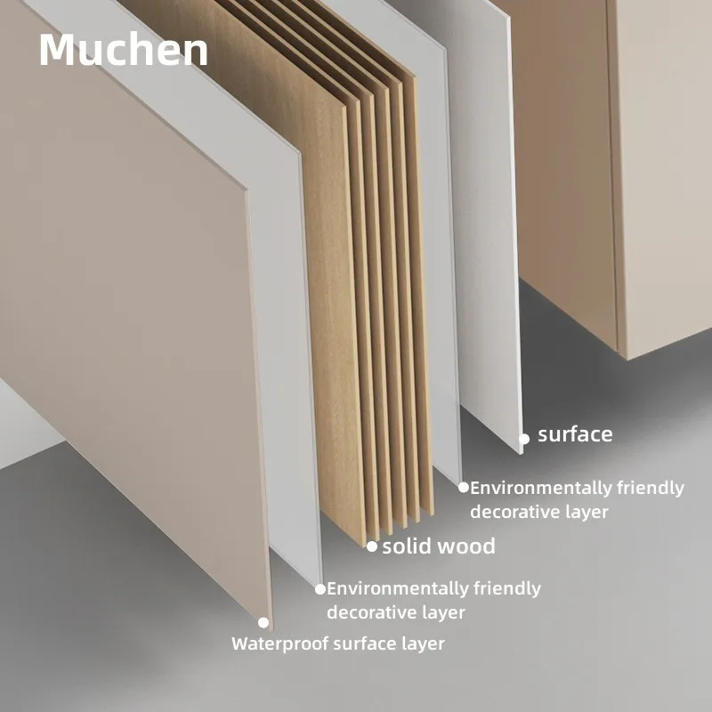 Wood Bathroom Sink Cabinet Novel Design Multi-layer Solid Waterproof Modern Hotel Furniture Plywood Bathroom Cabinet with Mirror