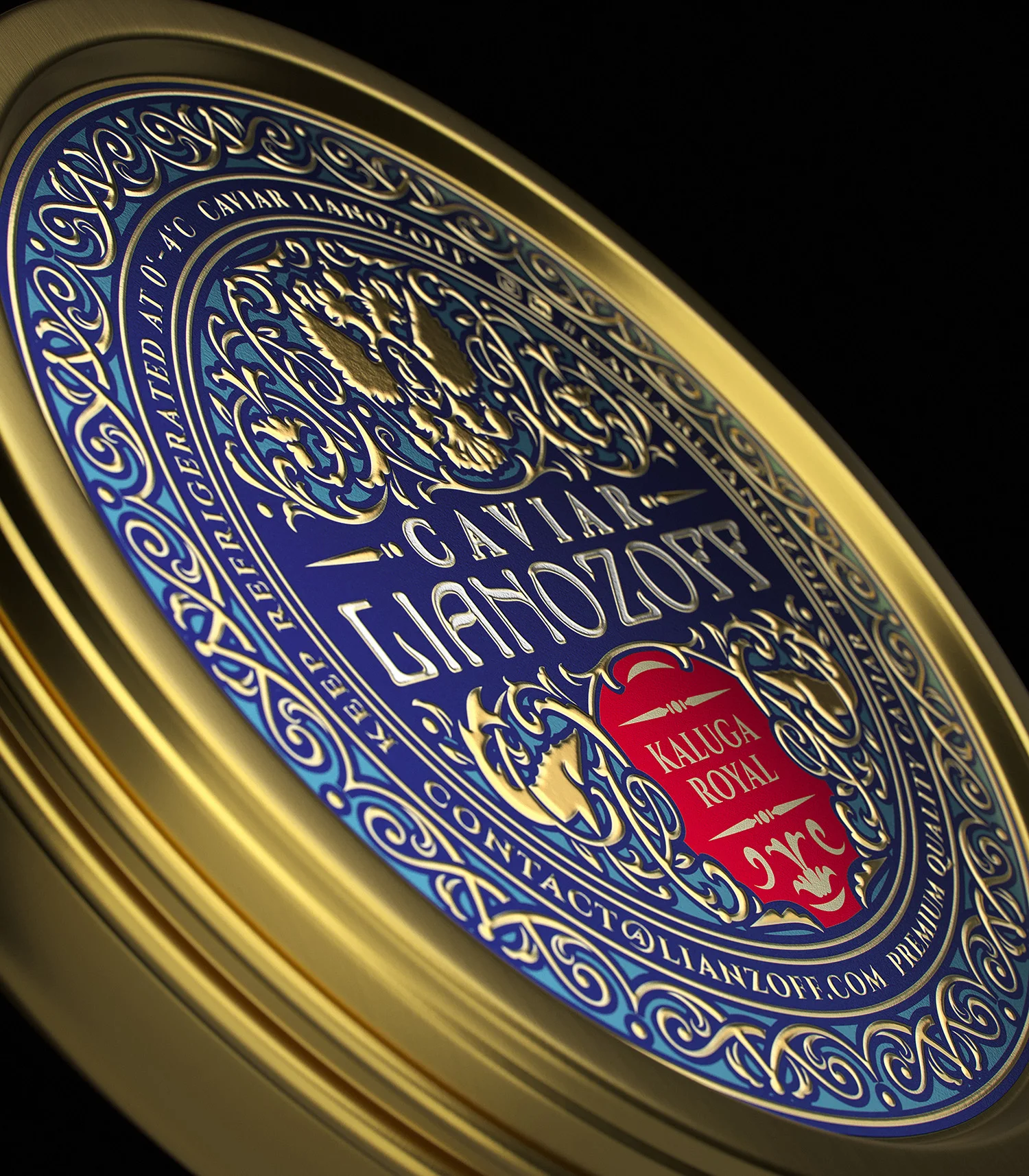 Minsda High Quality Caviar Tin label Waterproof Aluminum Gold 3D Embossed Caviar label