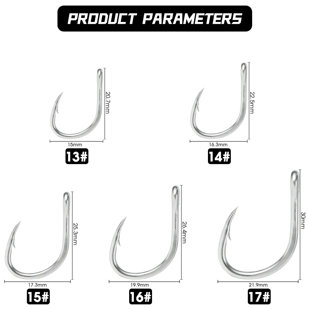 100pcs Factory Custom High Carbon Steel Round Bent Sea Hook Big Eye Single Fishhooks