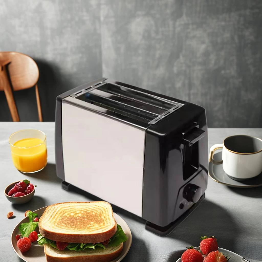 Household Automatic Bread Toaster Fast Heating 2 Slices Slots Bread Maker Cooking Stainless Steel Baking Breakfast Machine 650W