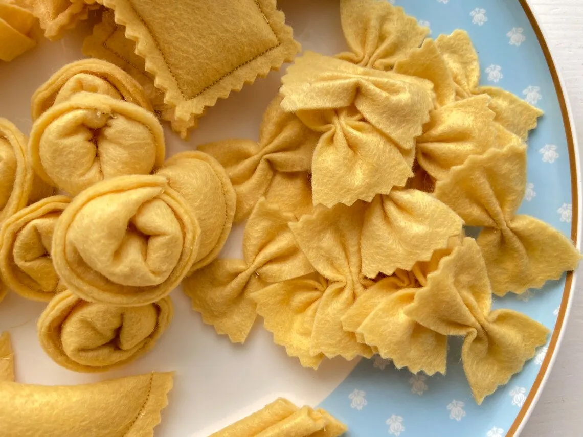 Felt food pasta set pretend play plush toy kids play kitchen food cooking toys