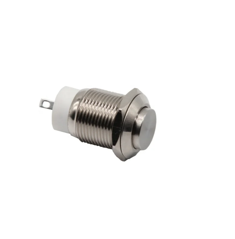 12mm Metal, Push Button Switch, CE, RoHS, Silver contact, Gold plated pin, Momentary/Latching