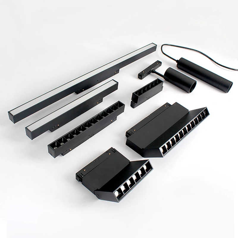 Aisilan high end 220v  tuya black 48v 25w wall washing adjustable  led magnetic track light rail