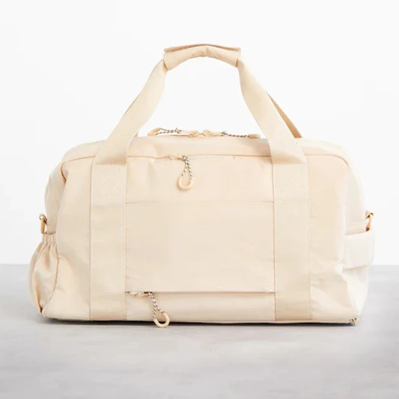 Wholesale Unisex Pockets Garment Travel Bags Luggage Sport Duffle Handbag Beige Nylon Weekend Bag