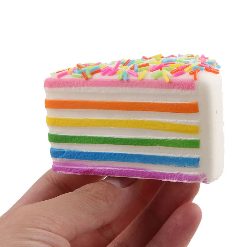 New custom slow rising jumbo 7 color colorful triangle cake soft ball wholesale toys food cake squishy